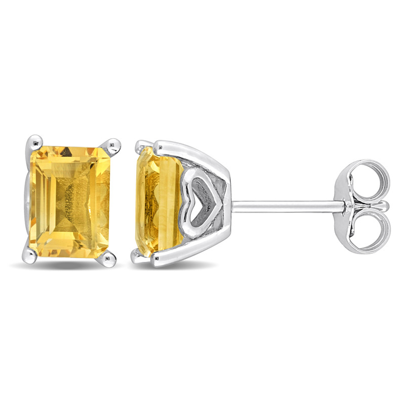 2 1/4 CT TGW Octagon Citrine Stud Earrings in Sterling Silver