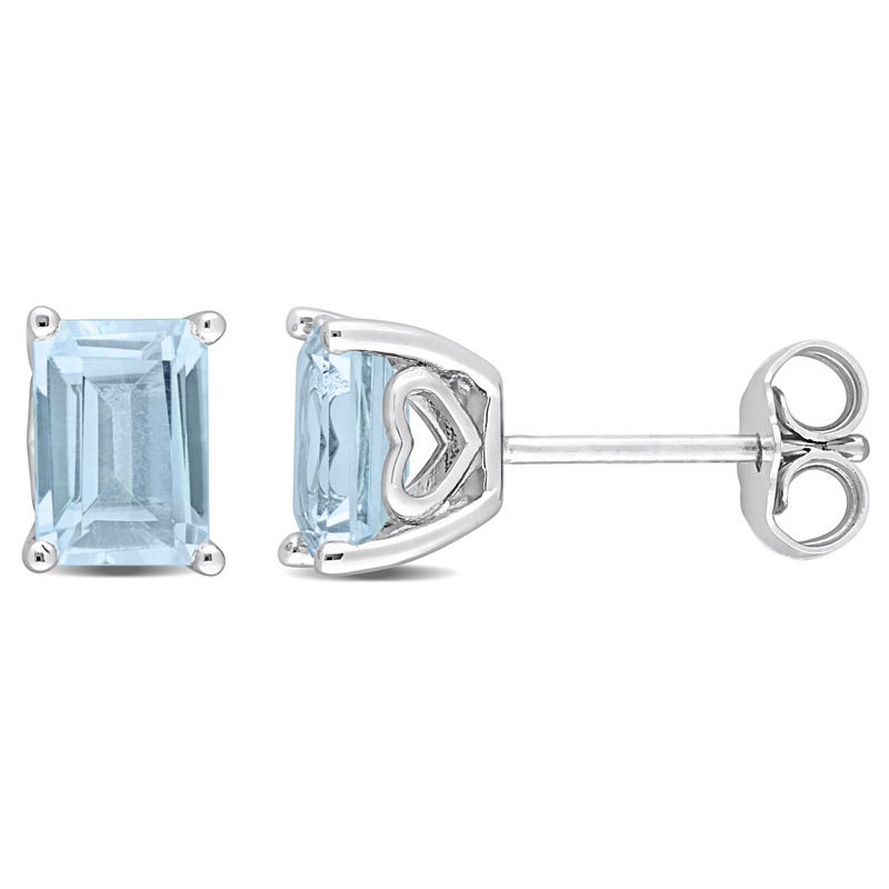 2 1/2 CT TGW Octagon Sky Blue Topaz Stud Earrings in Sterling Silver