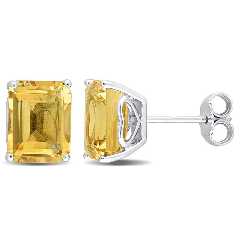 4 3/4 CT TGW Octagon Citrine Stud Earrings in Sterling Silver
