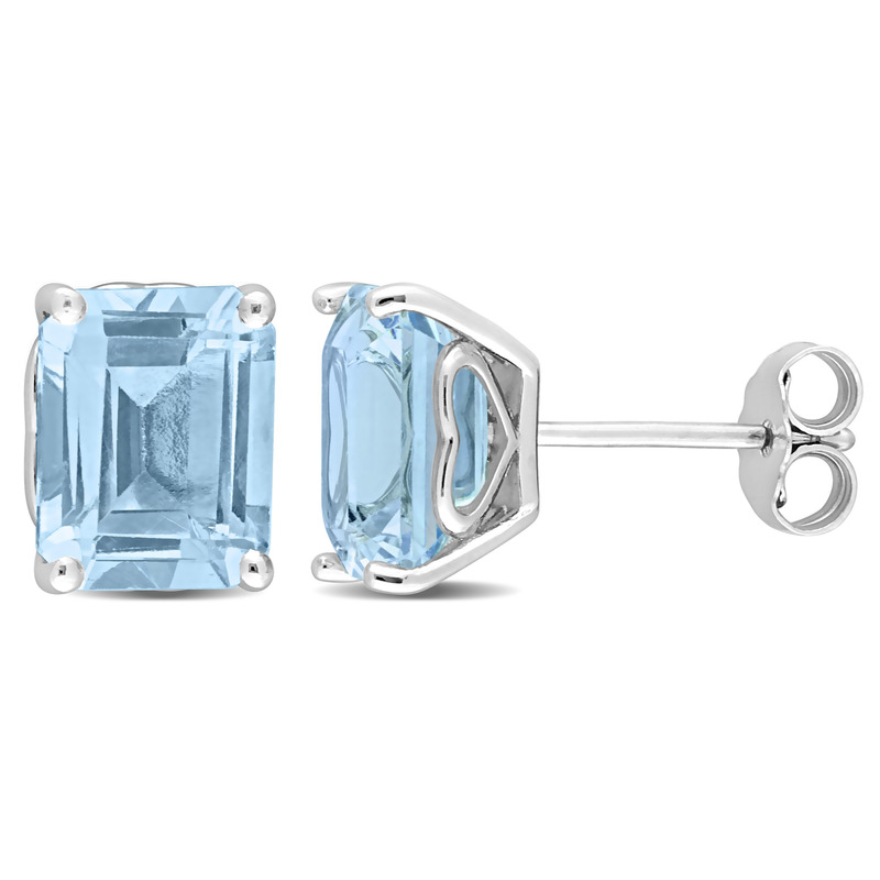 5 7/8 CT TGW Octagon Sky Blue Topaz Stud Earrings in Sterling Silver