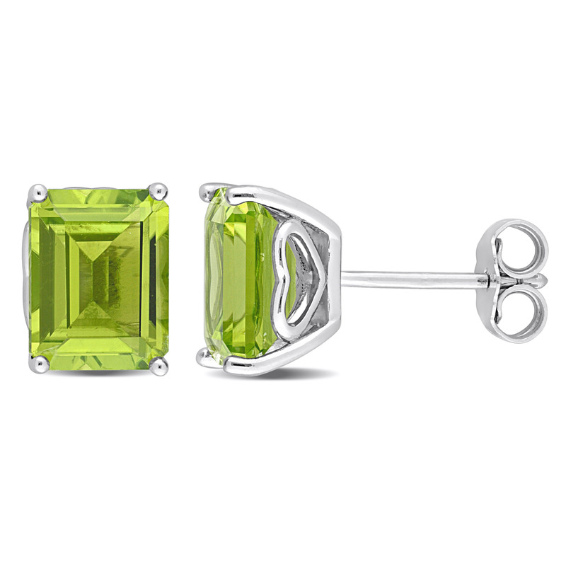 4 4/5 CT TGW Emerald Cut Peridot Stud Earrings in Sterling Silver 4 4/5 CT TGW Emerald Cut Peridot Stud Earrings in Sterling Silver