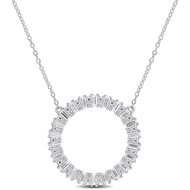 3/5 CT TGW Created Moissanite Open Circle Necklace in Sterling Silver