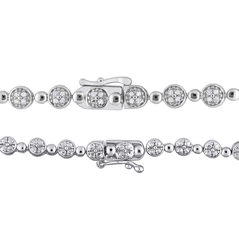 1 1/2 CT TW Diamond Tennis Necklace and Bracelet Set in Sterling Silver - 17 in + 7.5 in