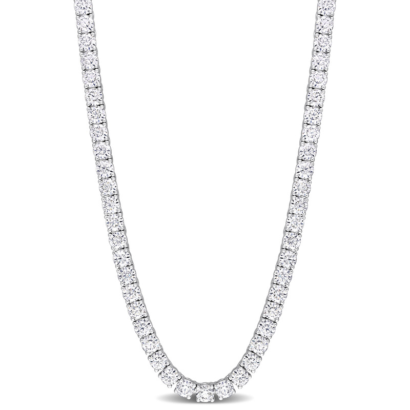 26 1/2 CT DEW Created Moissanite-White Tennis 17" Necklace in Sterling Silver