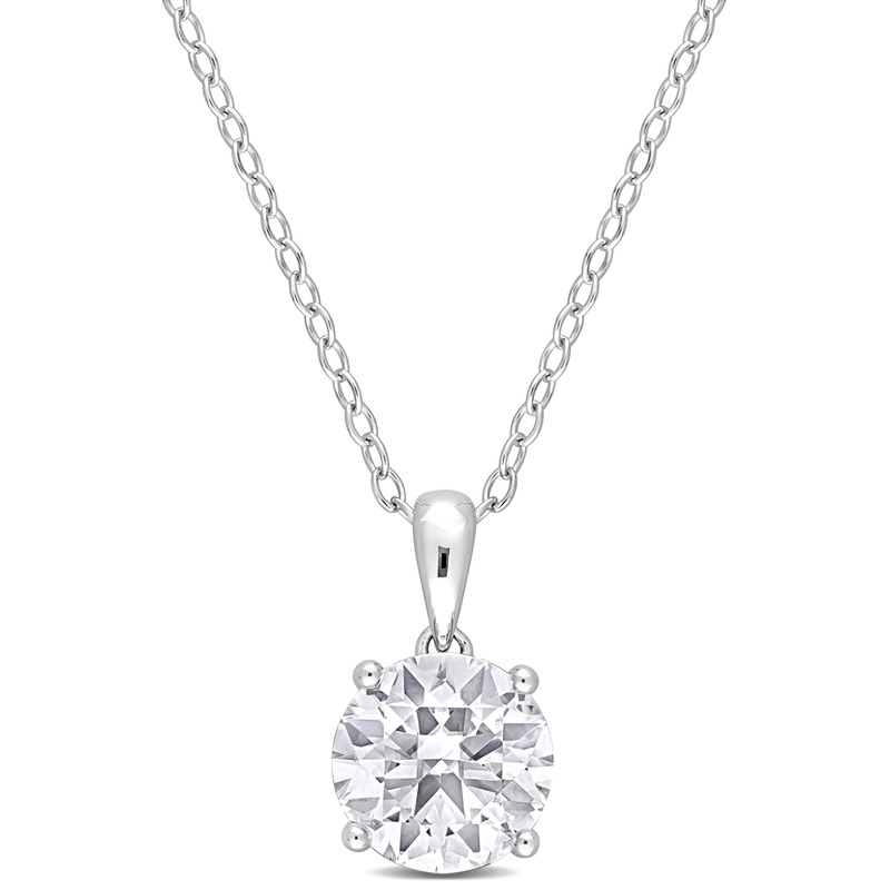 2 1/3 CT TGW White Topaz Solitaire Heart Design Pendant with Chain in Sterling Silver - 18 in.