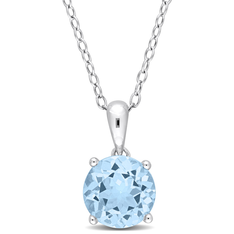 2 1/3 CT TGW Sky Blue Topaz Solitaire Heart Design Pendant with Chain in Sterling Silver - 18 in.