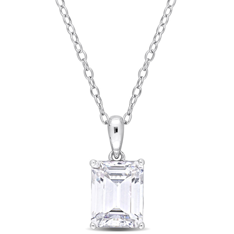 2 3/4 CT TGW Emerald Cut White Topaz Solitaire Heart Design Pendant with Chain in Sterling Silver - 18 in.