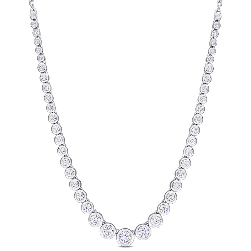 2 3/4 CT DEW Created Moissanite-White Graduated 17" Necklace in Sterling Silver