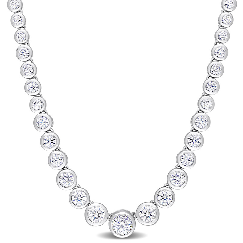 4 5/8 CT DEW Created Moissanite-White Semi-Tennis 17" Necklace in Sterling Silver