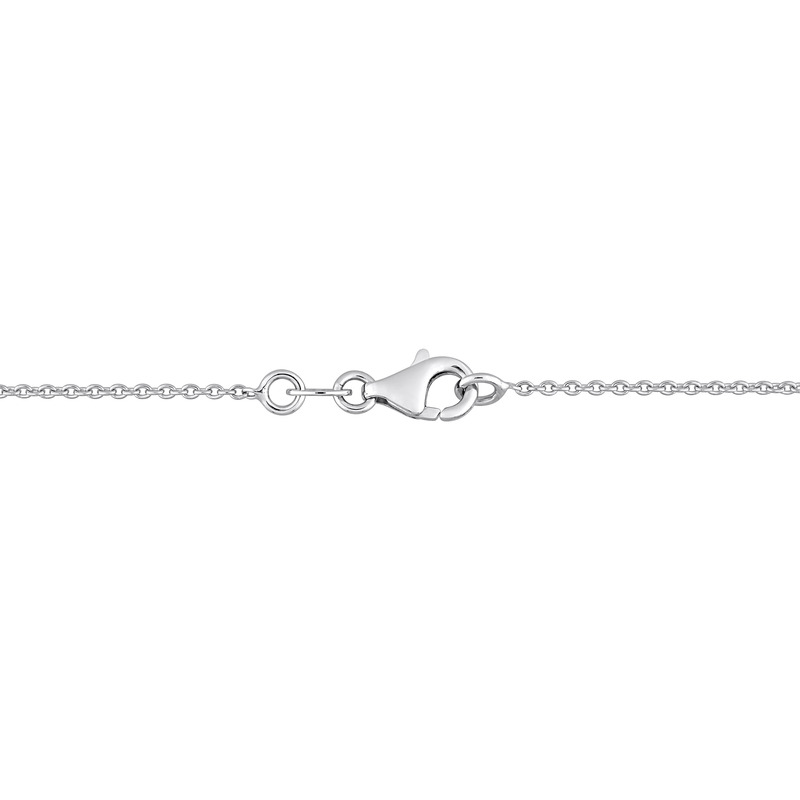 1/5 CT TW Parallel Baguette-Cut and Diamond Dangle Necklace in 14k White Gold - 17 in