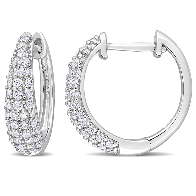 2 MM 2/5 CT TGW Created Moissanite Hoop Earrings in Sterling Silver