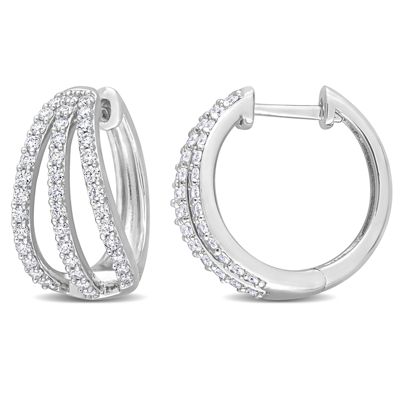 4/5 CT TGW Created Moissanite 9.4 MM Hoop Earrings in Sterling Silver
