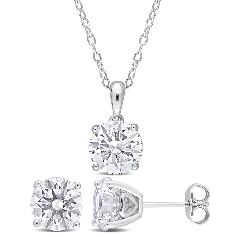 7 1/5 CT TGW Created White Sapphire 2-Piece Set of Pendant with Chain and Earrings in Sterling Silver