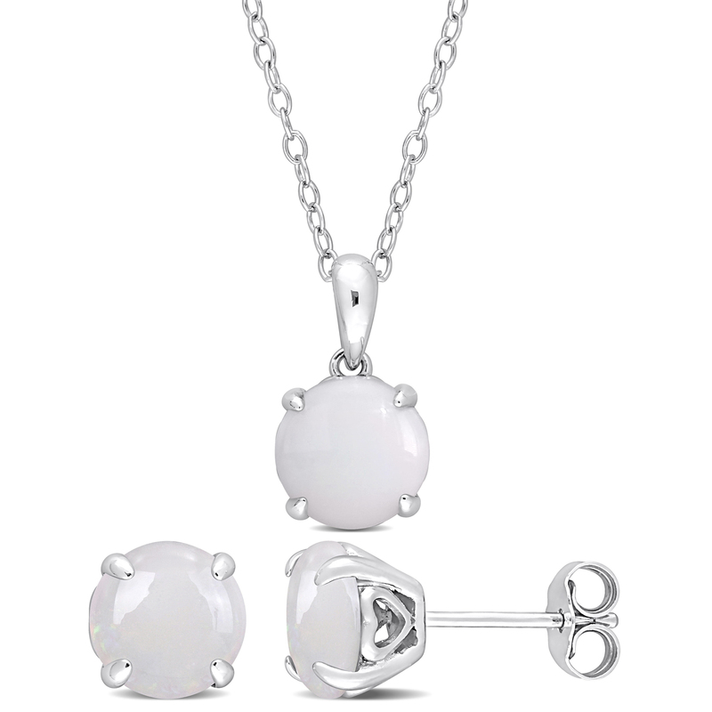 3 3/4 CT TGW Opal 2-Piece Set of Pendant with Chain and Earrings in Sterling Silver