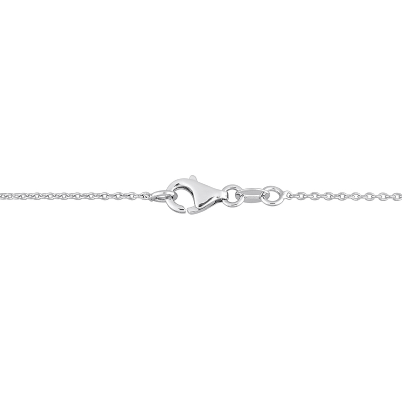 1/2 CT TW Diamond Station Charm Necklace in 14k White Gold - 17 in