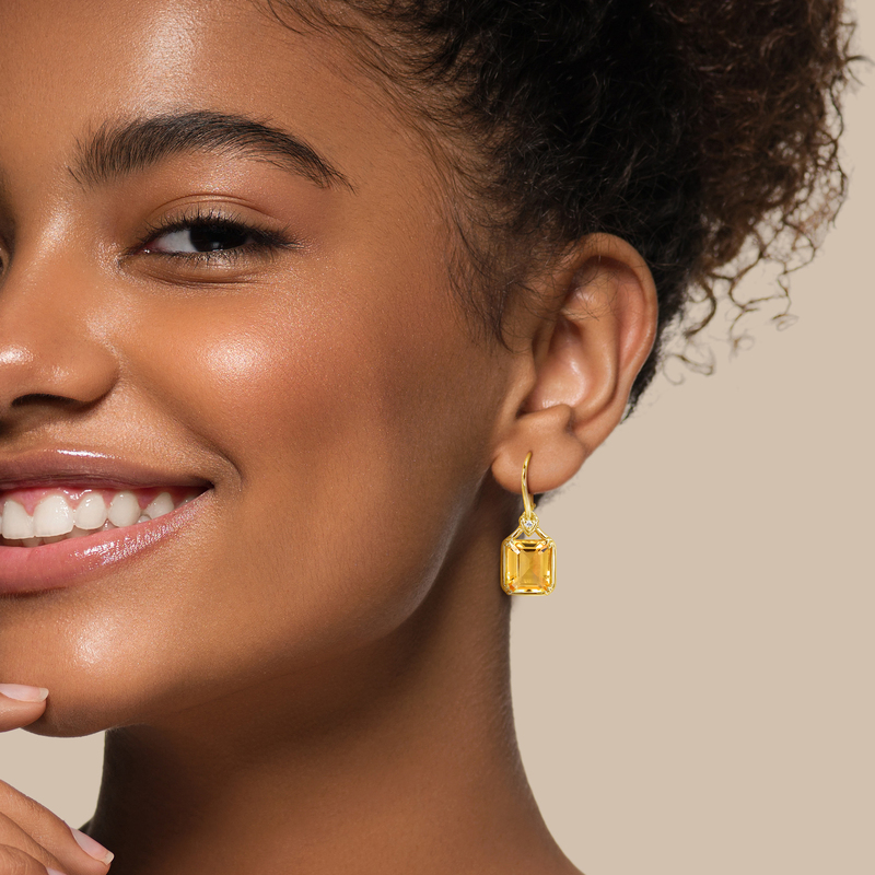 13 1/6 CT TGW Octagon Cut Citrine and White Topaz Leverback Drop Earrings in Yellow Plated Sterling Silver