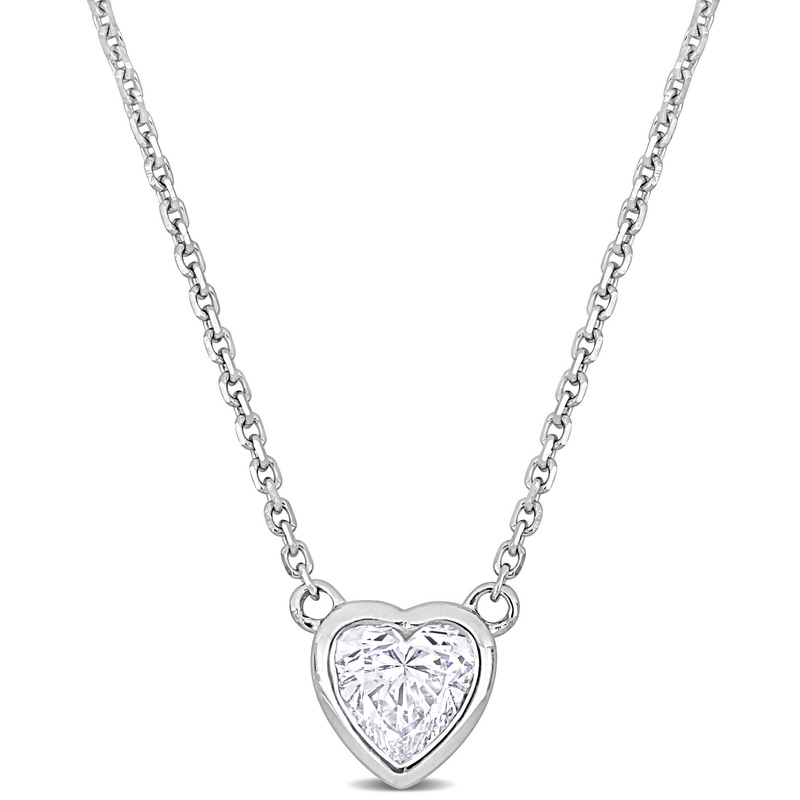 1/2ct TW Heart-Cut Diamond Solitaire Drop Necklace in 14k White Gold - 17 in