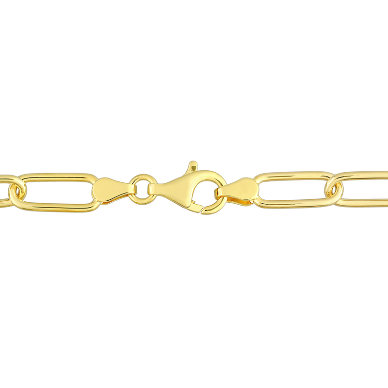 1/8 CT Diamond TW Charm 7.5 Bracelet on 6mm Oval Link Chain in Yellow Plated Sterling Silver