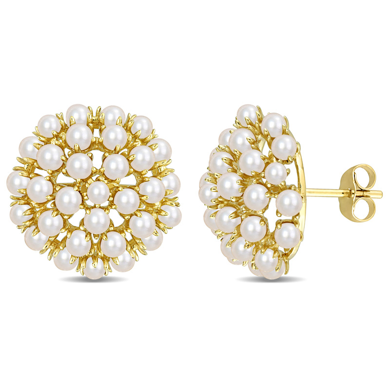 2.5 - 3 MM Cultured Freshwater Pearl Stud Earrings in 10k Yellow Gold