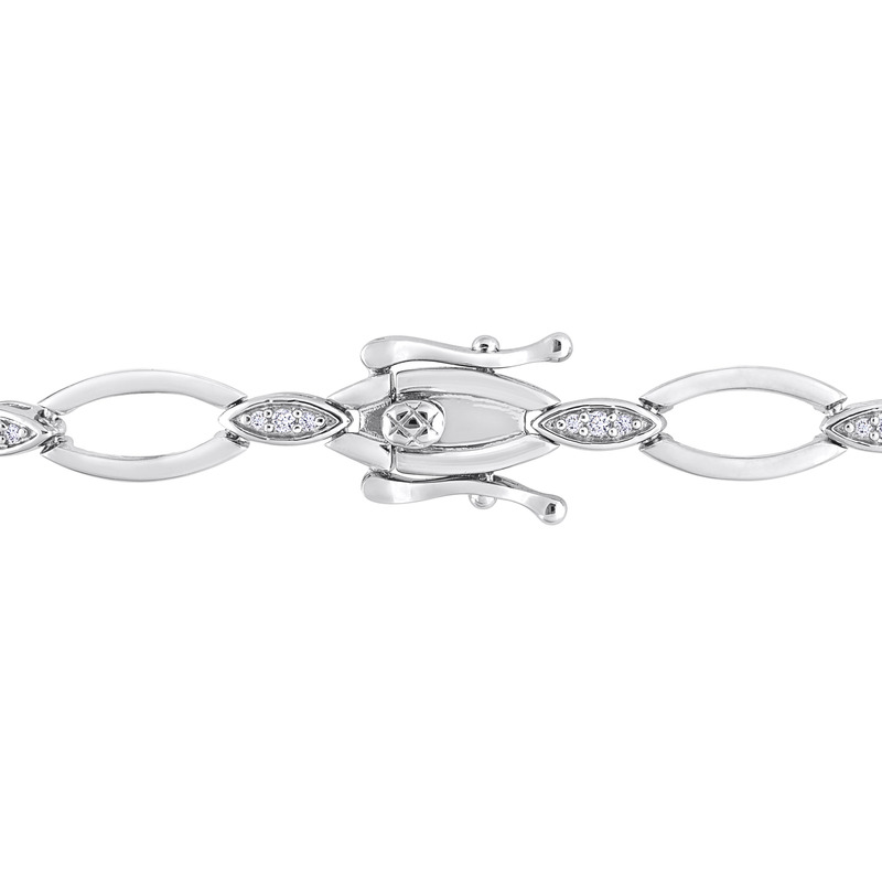 1/4 CT TDW Diamond Oval Link Bracelet in Sterling Silver - 7.25 in.