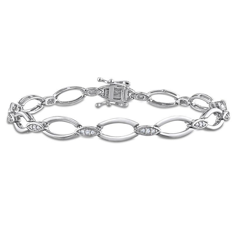 1/4 CT TDW Diamond Oval Link Bracelet in Sterling Silver - 7.25 in 1/4 CT TDW Diamond Oval Link Bracelet in Sterling Silver - 7.25 in