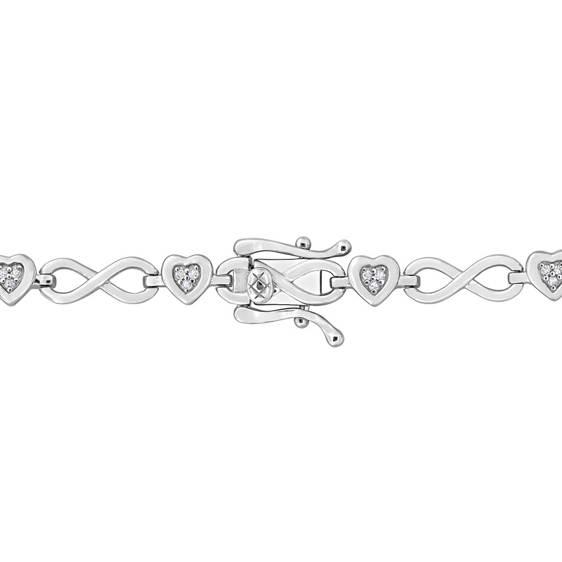 1/6 CT TDW Heart-shaped Diamond Infinity Link Statement Bracelet in Sterling Silver - 7.25 in.