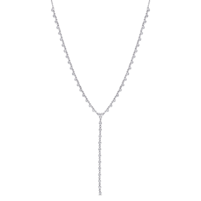 4/5ct TW Diamond Lariat Necklace in 14k White Gold - 15.5 in