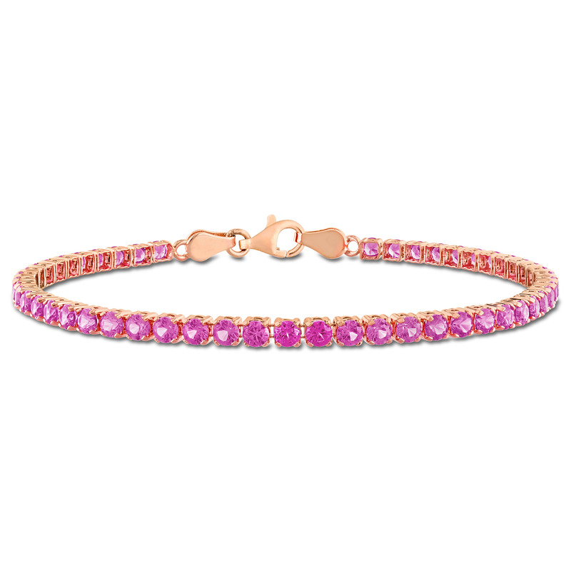 5 1/10ct TGW Simulated Morganite Tennis Bracelet in Rose Plated Sterling Silver - 7.25 in