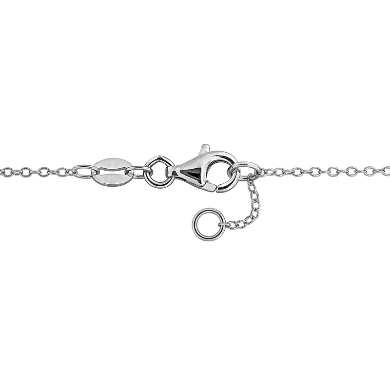 3/4ct TW Black Diamond Bead Station Bracelet in Sterling Silver - 7 in + 0.5 ext.