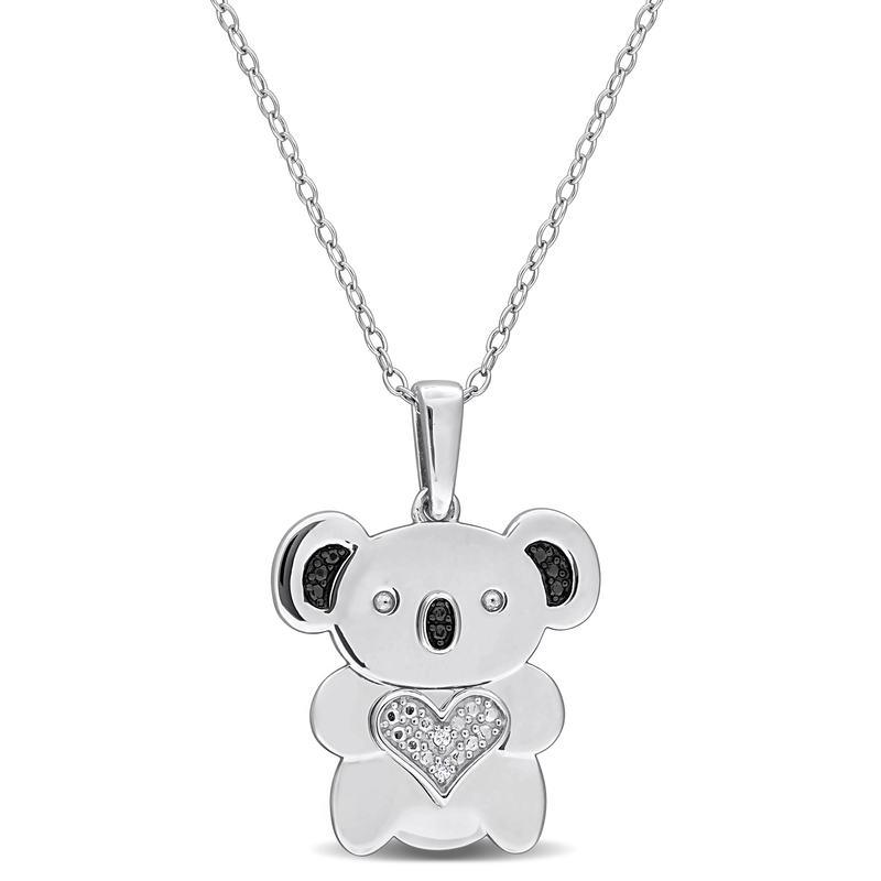 Diamond Accent Koala Bear Pendant with Chain in Sterling Silver - 18 in