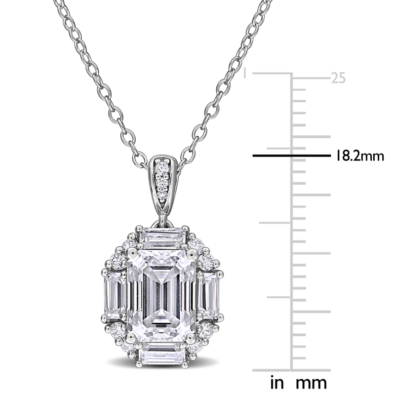 2 1/2ct DEW Multi-Shaped Created Moissanite Drop Pendant with Chain in Sterling Silver - 17 in