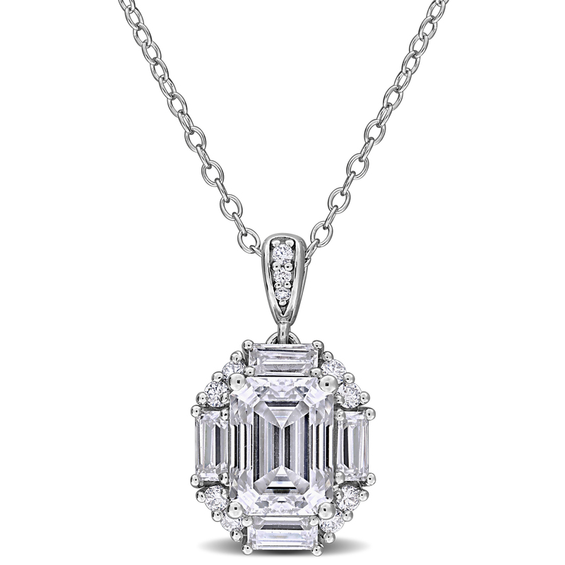 2 1/2ct DEW Multi-Shaped Created Moissanite Drop Pendant with Chain in Sterling Silver - 17 in