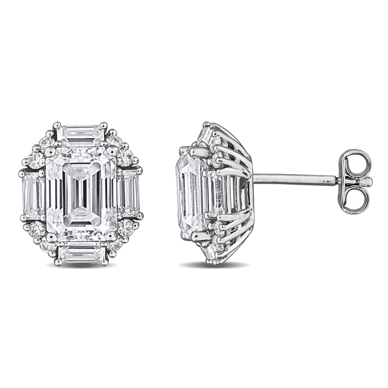 5ct DEW Created Moissanite Cluster Stud Earrings in Sterling Silver