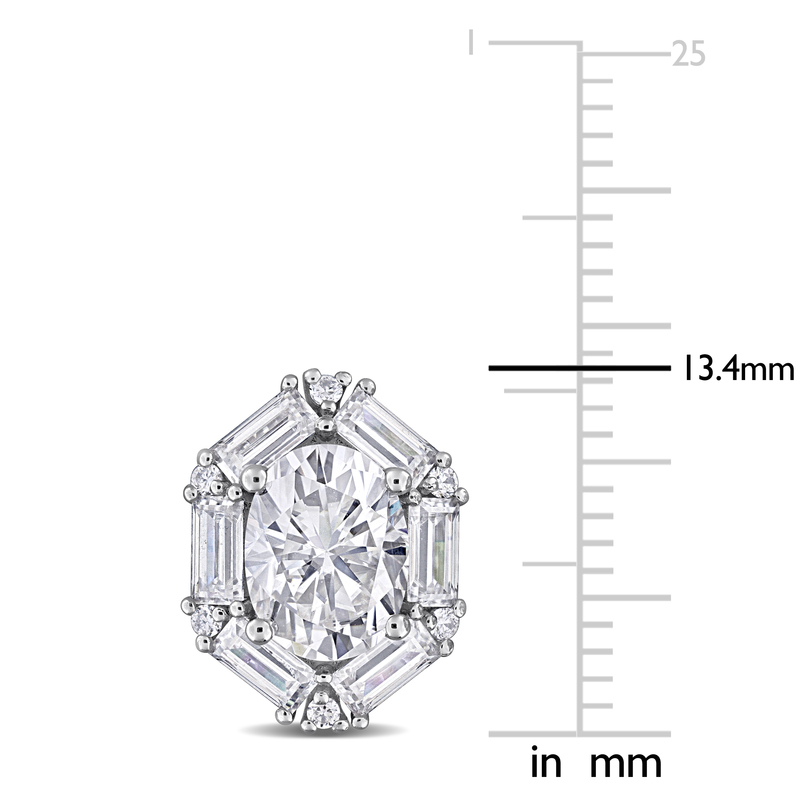 4 3/8ct DEW Created Moissanite Cluster Stud Earrings in Sterling Silver