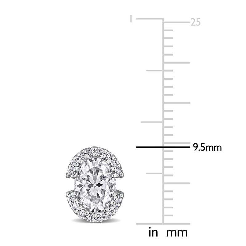 2 1/6ct DEW Oval-Cut Created Moissanite Halo Stud Earrings in Sterling Silver