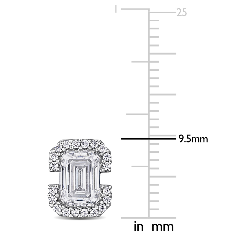 2 1/5ct DEW Octagon-Cut Created Moissanite Halo Stud Earrings in Sterling Silver