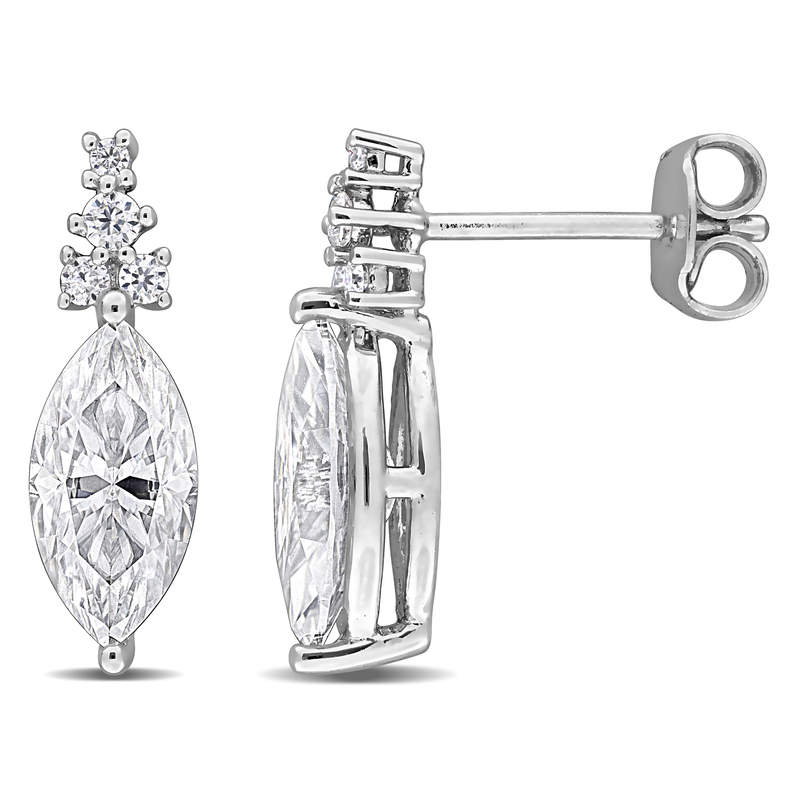 2 1/8ct DEW Created Moissanite Drop Earrings in Sterling Silver