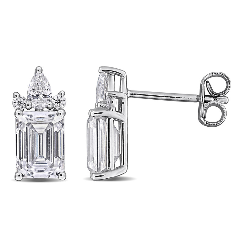 2 1/2ct DEW Created Moissanite Drop Earrings in Sterling Silver