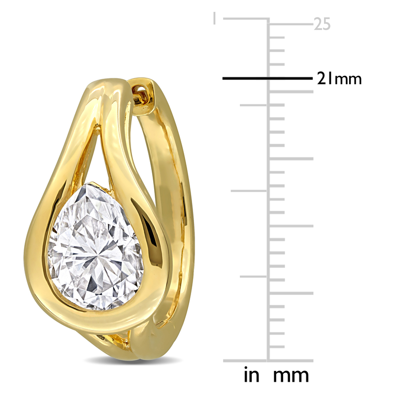 4ct DEW Created Moissanite Hoop Earrings in Yellow Plated Sterling Silver