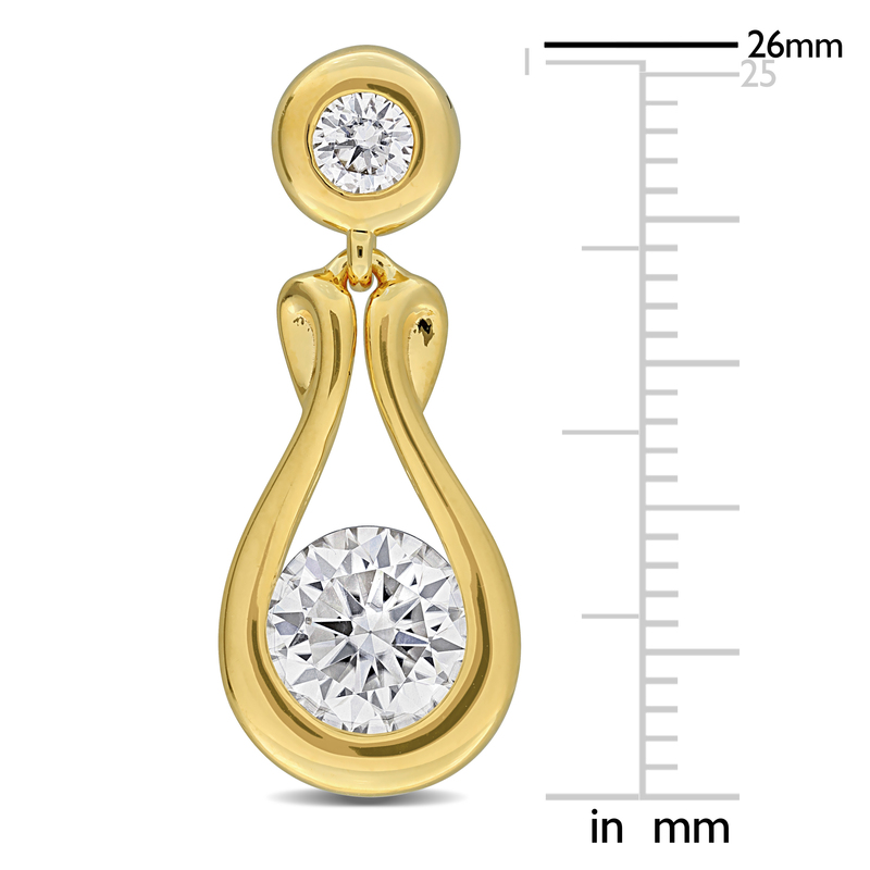 2 4/5ct DEW Created Moissanite Drop Earrings in Yellow Plated Sterling Silver