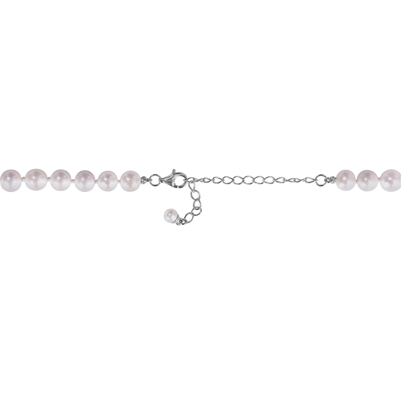 6-7mm Cultured Freshwater Pearl and 4 1/2ct TGW Created White Sapphire Drop Necklace in Sterling Silver - 17 in