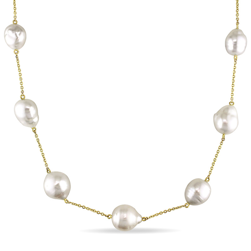 11 - 13 MM Natural Shape South Sea Pearls 24 Necklace in 14K Yellow Gold