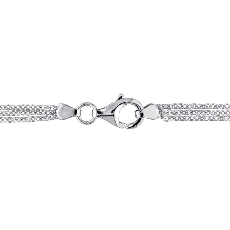 1 CT Diamond TW Heart 18 Pendant With Triple Chain in Sterling Silver