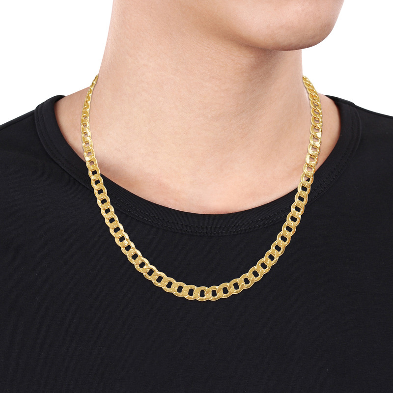 Men's 7 mm Curb Link Chain Necklace in 10k Yellow Gold - 20 in