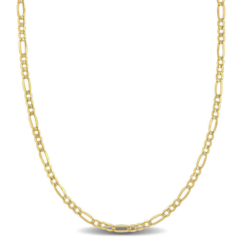 2.5mm Figaro Link Chain Necklace in 10k Yellow Gold - 22 in