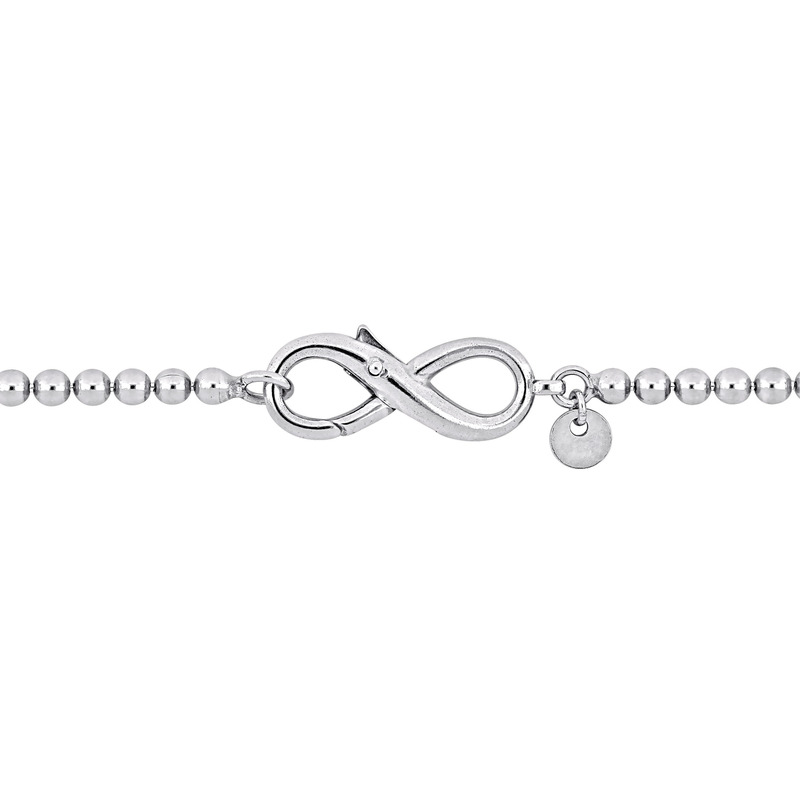 Infinity Clasp Bead Link Necklace in Sterling Silver - 20 in.