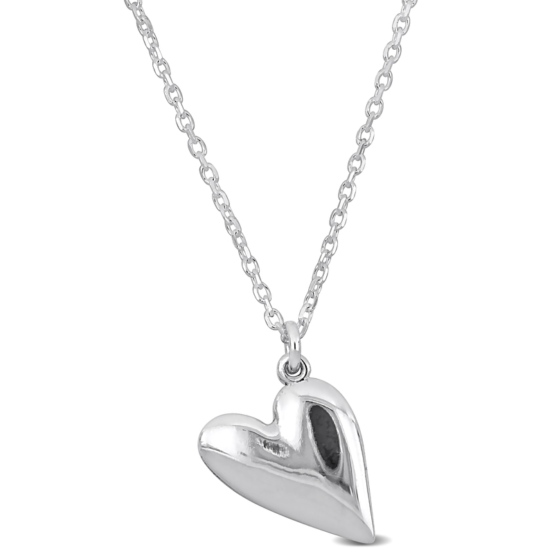 Heart Charm Necklace in Sterling Silver - 16.5+1 in.