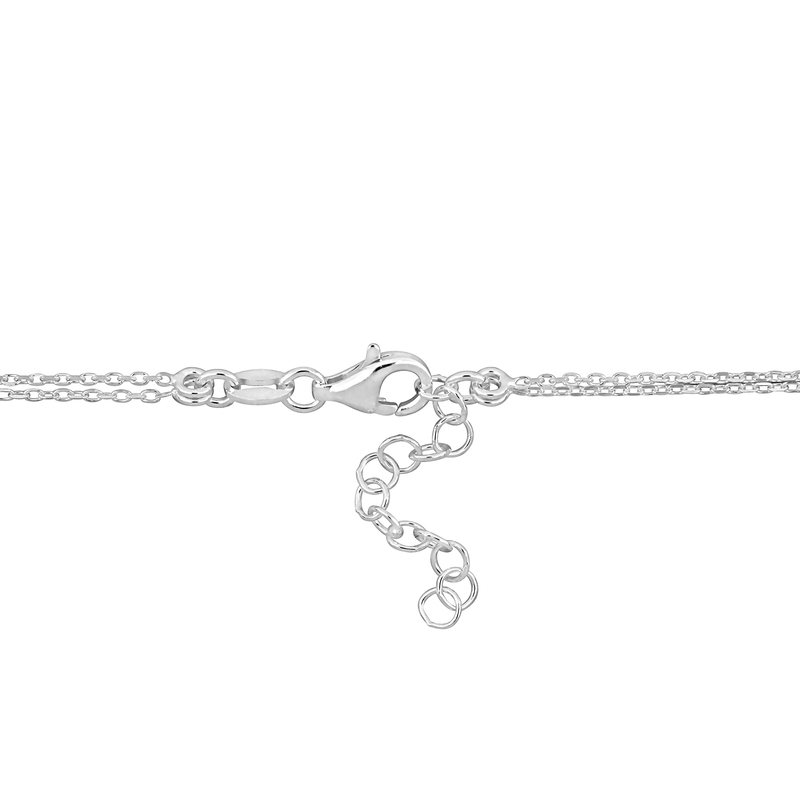 Paw and Bone Charm Double Strand Necklace in Sterling Silver - 16+18+1 in.