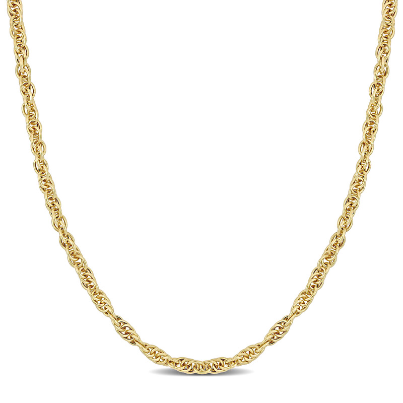 3.7 MM Singapore Chain Necklace in Yellow Plated Sterling Silver - 18 in.