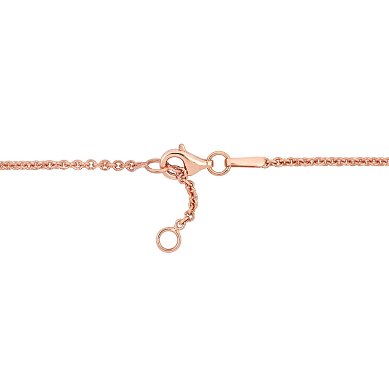 Heart and Key Charm Love Mom Necklace in Rose Silver w/ 18k White Gold Plating Sterling Silver - 16 + 2 in ext.